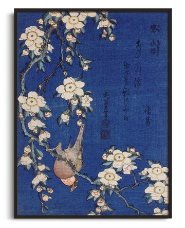 Inspiration Bouvreuil et cerisier pleureur Hokusai - peinture à l'huile